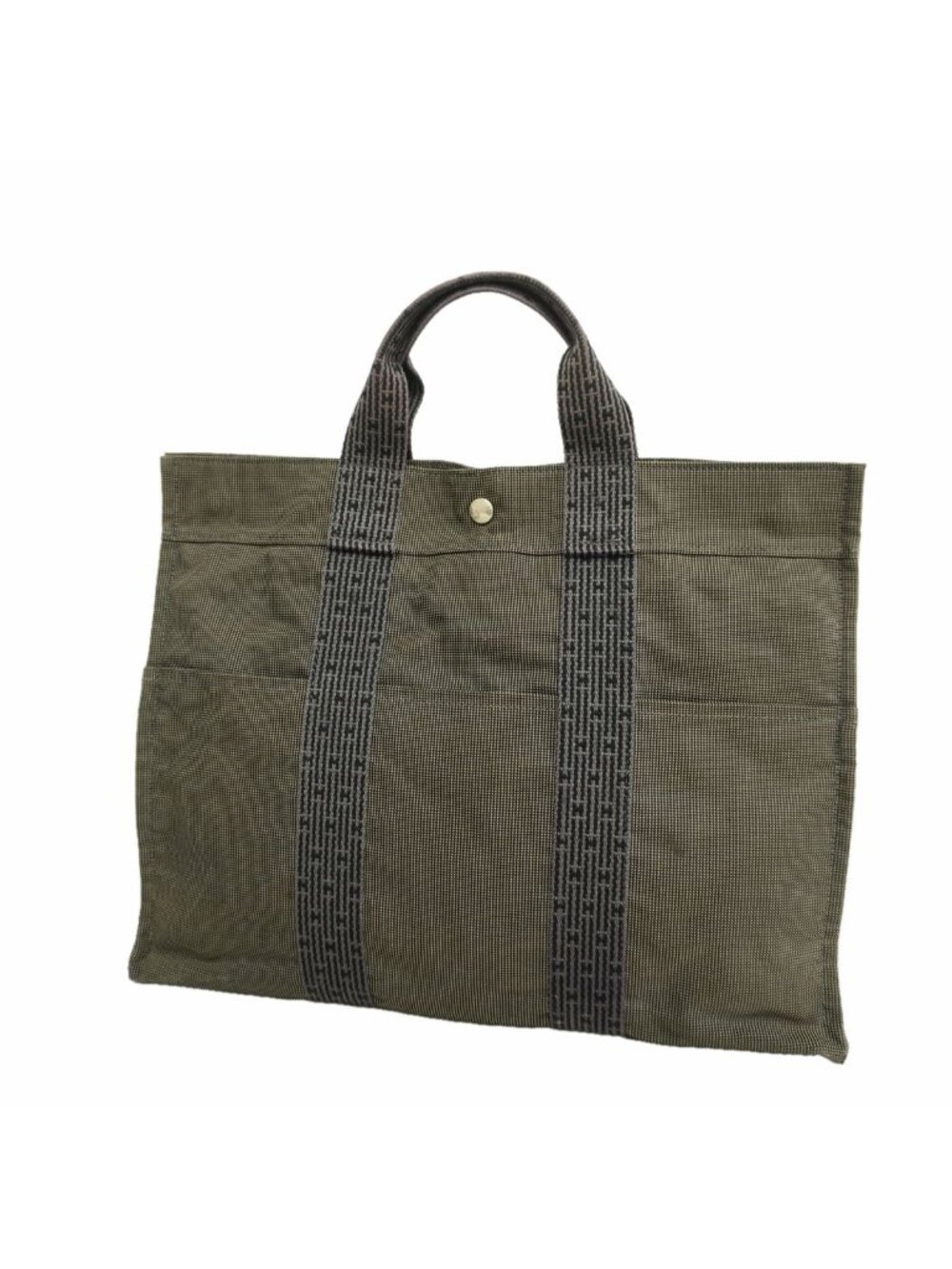 Hermes Tote Bag Herline MM Nylon Gray Silver